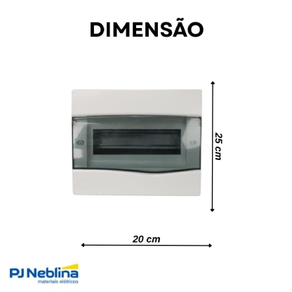 Centrinho Distribuição Embutir Para 9 Disjuntores Din Termoplástico Porta Transparente Sem Barramento Ip40 Branco Brum