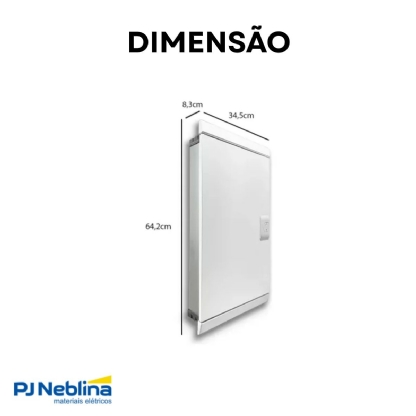 Quadro Distribuição Embutir Qde-18 18 Disjuntores 100A Branco Vertical Brum