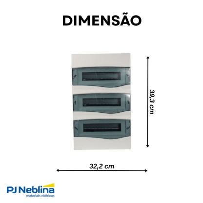 Centrinho Distribuição Embutir Para 36 Disjuntores Din Termoplástico Porta Transparente Sem Barramento Ip40 Branco Brum