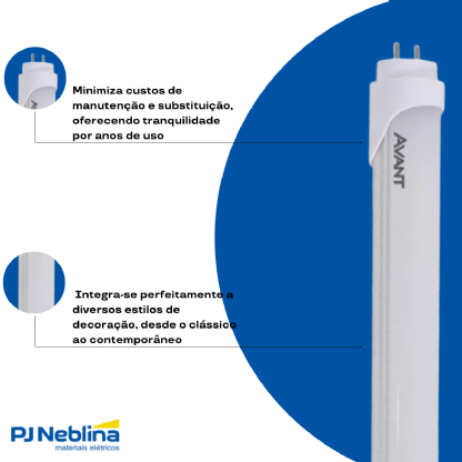 Lâmpada Led Tubular Ho T8 40W Bivolt G13 6500K Branco Frio Luz Branca 3800Lm 2400Mm Policarbonato - Avant