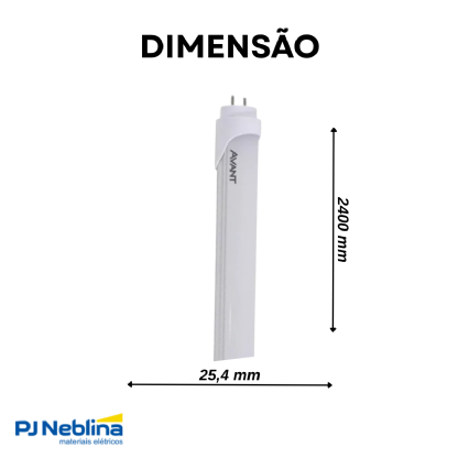 Lâmpada Led Tubular Ho T8 40W Bivolt G13 6500K Branco Frio Luz Branca 3800Lm 2400Mm Policarbonato - Avant