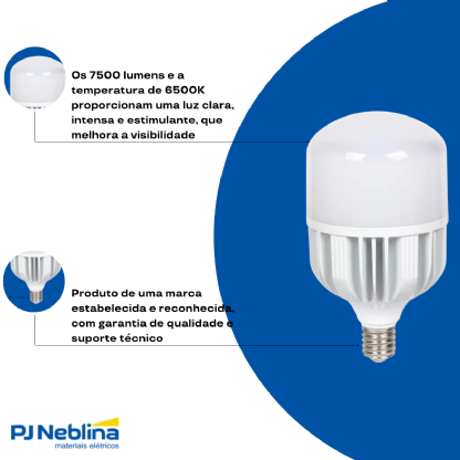 Lâmpada Led Bulbo Alta Potencia T 20W Bivolt E27 6500K Branco Frio Luz Branca 1600Lm - Avant