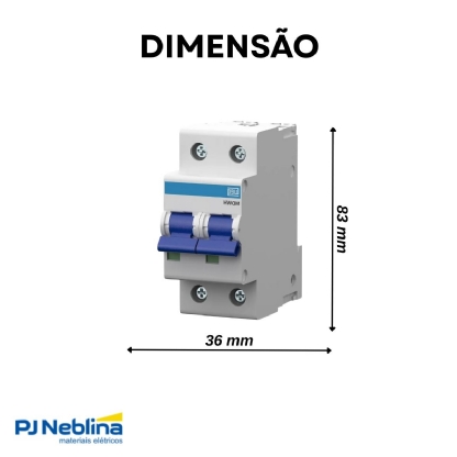 Disjuntor Mini Din Bipolar 16A Curva C 10Ka 230/400V - Weg