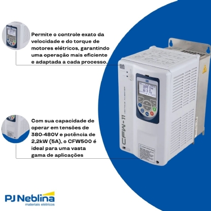 Inversor Frequência Trifásico 380-480V 50/60Hz 5A 2,2Kw - Weg