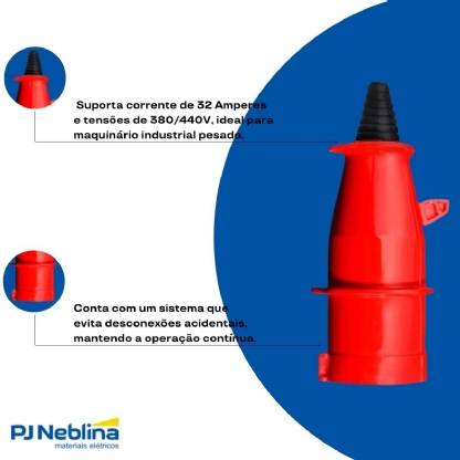 Plug Newkon 32A 380/440V 3P+N+T 6H Vermelho - Steck