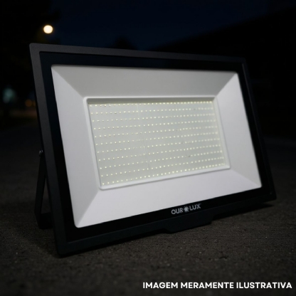Refletor Led Retangular Sobrepor 500w Bivolt Preto - Ourolux