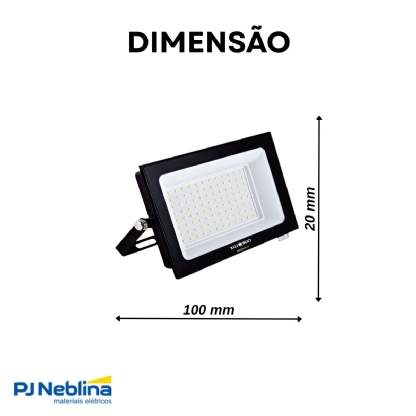 Luminária Refletor Led Retangular Sobrepor Preto 50W Bivolt 6500K Branco Frio 3375Lm Difusor Vidro Temperado 110G C/Sensor Luminosidade Ip65 - Ourolux