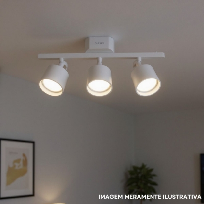 Luminária Spot Led Trilho Branco 3X10W Bivolt 3000K Branco Quente 2520Lm - Ourolux