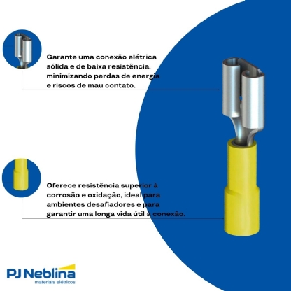 Terminal Fêmea 4,00-6,00Mm (12-10Awg) Pré-Isolado Amarelo - Intelli - 100 Unidades