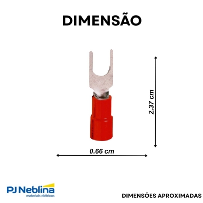 Terminal Forquilha 0,50-1,50Mm (22-16Awg) Pré-Isolado Vermelho F=5Mm 3/16 (M5) - Magnet - 100 Unidades