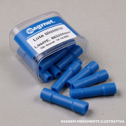 Luva Emenda 1,50-2,50Mm (16-14Awg) Pré-Isolado Azul Pvc - Magnet - 100 Unidades