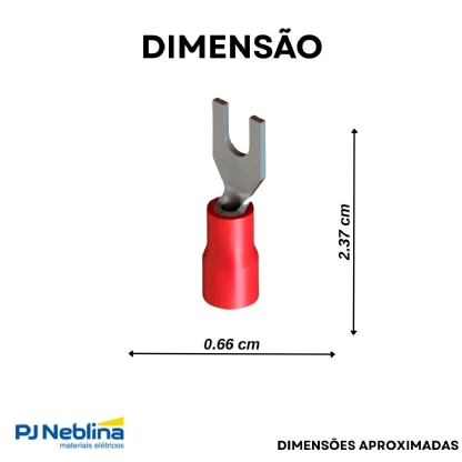 Terminal Forquilha 0,50-1,50Mm (22-16Awg) Pré-Isolado Vermelho F=5Mm 3/16 (M5)  Intelli - 100 Unidades