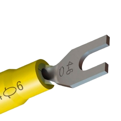 Terminal Forquilha 4,00-6,00Mm (12-10Awg) Pré-Isolado Amarelo F=4Mm 5/32 (M4)  Intelli - 100 Unidades