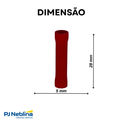 Luva Emenda 0,50-1,50Mm (22-16Awg) Total-Isolado Vermelho Pvc - Axt - 100 Unidades