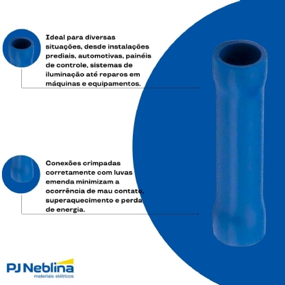 Luva Emenda 1,50-2,50Mm (16-14Awg) Total-Isolado Az Pvc - Axt - 100 Unidades