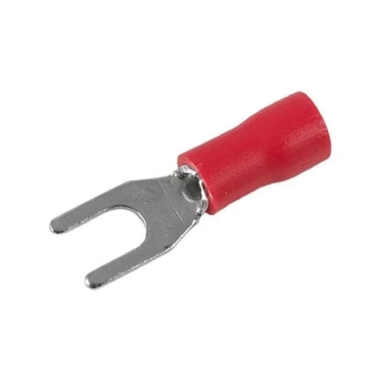 Terminal Forquilha 0,50-1,50Mm (22-16Awg) Pré-Isolado Vermelho F=4Mm 5/32 (M4) - Axt - 100 Unidades