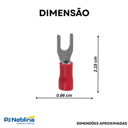 Terminal Forquilha 0,50-1,50Mm (22-16Awg) Pré-Isolado Vermelho F=4Mm 5/32 (M4) - Axt - 100 Unidades