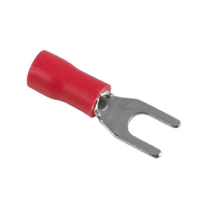 Terminal Forquilha 0,50-1,50Mm (22-16Awg) Pré-Isolado Vermelho F=4Mm 5/32 (M4) - Axt - 100 Unidades