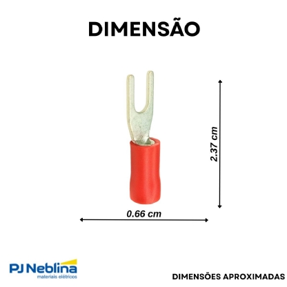 Terminal Forquilha 0,50-1,50Mm (22-16Awg) Pré-Isolado Vermelho F=5Mm 3/16 (M5) - Axt - 100 Unidades