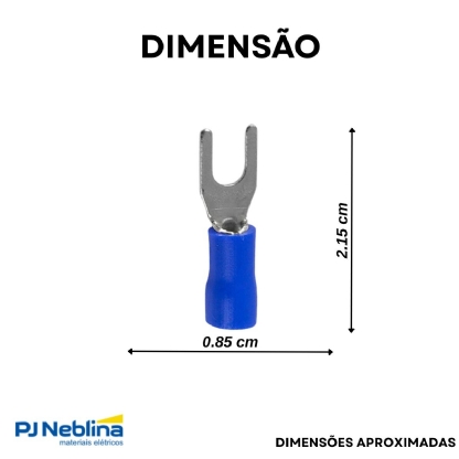 Terminal Forquilha 1,50-2,50Mm (16-14Awg) Pré-Isolado Azul F=4Mm 5/32 (M4) - Axt - 100 Unidades
