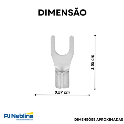 Terminal Forquilha 0,50-1,50Mm (22-16Awg) Não Isolado F=3Mm 1/8 (M3) - Axt - 100 Unidades
