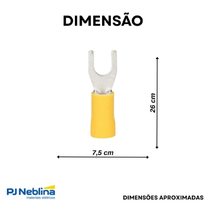 Terminal Forquilha 4,00-6,00Mm (12-10Awg) Pré-Isolado Amarelo F=5Mm 3/16 (M5) - Magnet