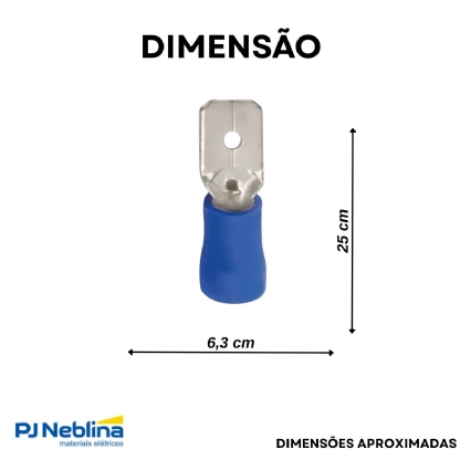 Terminal Macho 1,00-2,50Mm (16-14Awg) Pré-Isolado Azul - Axt - 100 Unidades