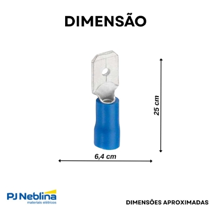 Terminal Macho 1,50-2,50Mm (16-14Awg) Pré-Isolado Azul - Axt - 100 Unidades
