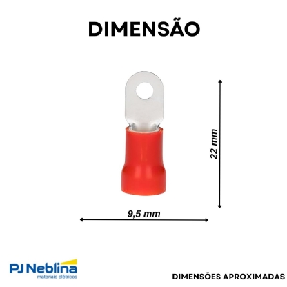 Terminal Olhal 0,50-1,50Mm (22-16Awg) Pré-Isolado Vermelho 1 Furo F=5Mm 3/16 (M5) - Axt