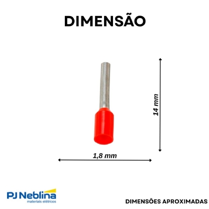 Terminal Tubular (Ilhos) 1,00Mm (17Awg) Pré-Isolado Vermelho - Intelli - 100 Unidades