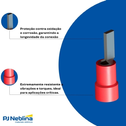 Terminal Pino Tubular 10Mm Pré-Isolado Vermelho - Intelli - 100 Unidades