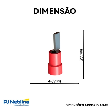 Terminal Pino Tubular 10Mm Pré-Isolado Vermelho - Intelli - 100 Unidades