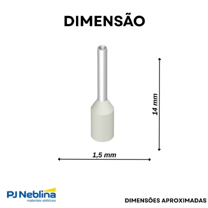 Terminal Tubular (Ilhos) 0,50Mm (20Awg) Pré-Isolado Branco - Phoenix - 100 Unidades
