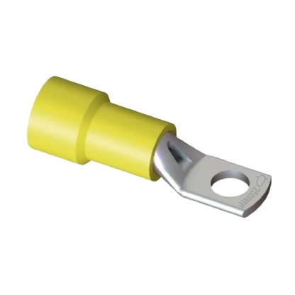 Terminal Olhal 25Mm (4Awg) Pré-Isolado Amarelo 1 Furo F=5Mm 3/16 (M5) - Intelli - 100 Unidades