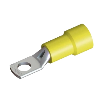 Terminal Olhal 25Mm (4Awg) Pré-Isolado Amarelo 1 Furo F=5Mm 3/16 (M5) - Intelli - 100 Unidades