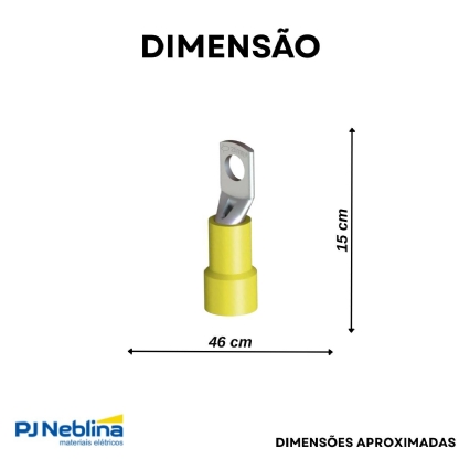 Terminal Olhal 25Mm (4Awg) Pré-Isolado Amarelo 1 Furo F=5Mm 3/16 (M5) - Intelli - 100 Unidades