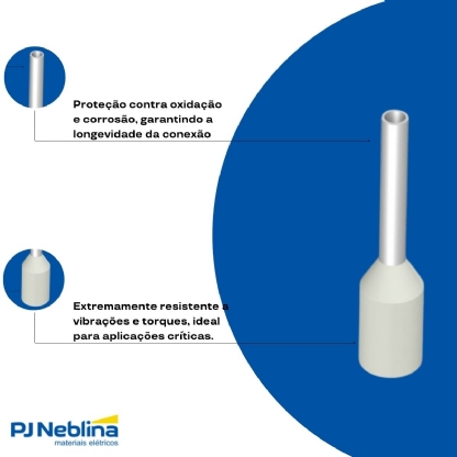 Terminal Tubular (Ilhos) 0,50Mm (20Awg) Pré-Isolado Branco - Magnet - 100 Unidades