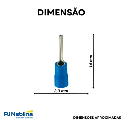 Terminal Pino Curto 1,50-2,50Mm (16-14Awg) Pré-Isolado Azul - Intelli - 100 Unidades