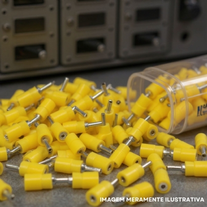 Terminal Pino Longo 4,00-6,00Mm (12-10Awg) Pré-Isolado Amarelo - Intelli - 100 Unidades