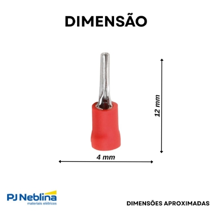 Terminal Pino 10Mm (8Awg) Pré-Isolado Vermelho - Magnet - 100 Unidades