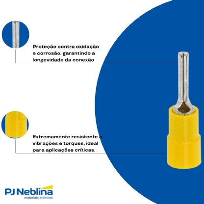 Terminal Pino 25Mm (4Awg) Pré-Isolado Amarelo - Magnet - 100 Unidades