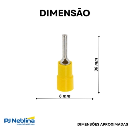 Terminal Pino 25Mm (4Awg) Pré-Isolado Amarelo - Magnet - 100 Unidades