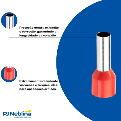 Terminal Tubular (Ilhos) 1,00Mm (17Awg) Pré-Isolado Vermelho - Conexel - 100 Unidades