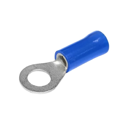 Terminal Olhal 16Mm (6Awg) Pré-Isolado Azul 1 Furo F=5Mm 3/16 (M5) - Axt - 100 Unidades