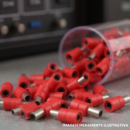 Terminal Tubular (Ilhos) 1,00Mm (17Awg) Pré-Isolado Vermelho - Axt - 100 Unidades
