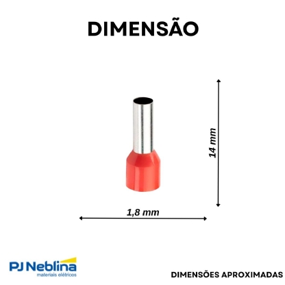 Terminal Tubular (Ilhos) 1,00Mm (17Awg) Pré-Isolado Vermelho - Axt - 100 Unidades