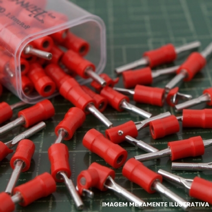 Terminal Pino Longo 0,50-1,50Mm (22-16Awg) Pré-Isolado Vermelho - Axt - 100 Unidades
