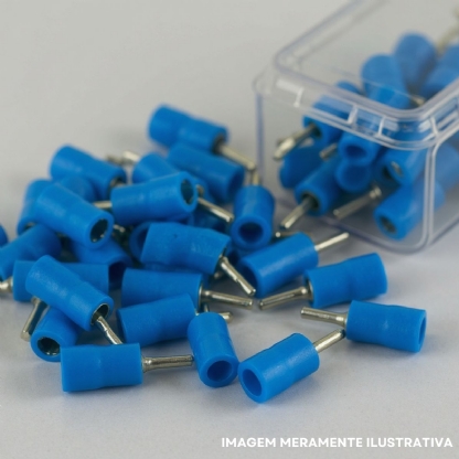 Terminal Pino Curto 1,50-2,50Mm (16-14Awg) Pré-Isolado Azul - Axt - 100 Unidades