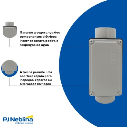 Condulete Alumínio Fixo Tipo C 1.1/2 Polegadas Com Rosca Bsp Com Tampa Com Vedação Ip54 - Wetzel
