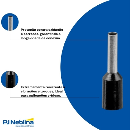 Terminal Tubular (Ilhos) 1,50Mm (16Awg) Pré-Isolado Preto - 100 Unidades - Axt